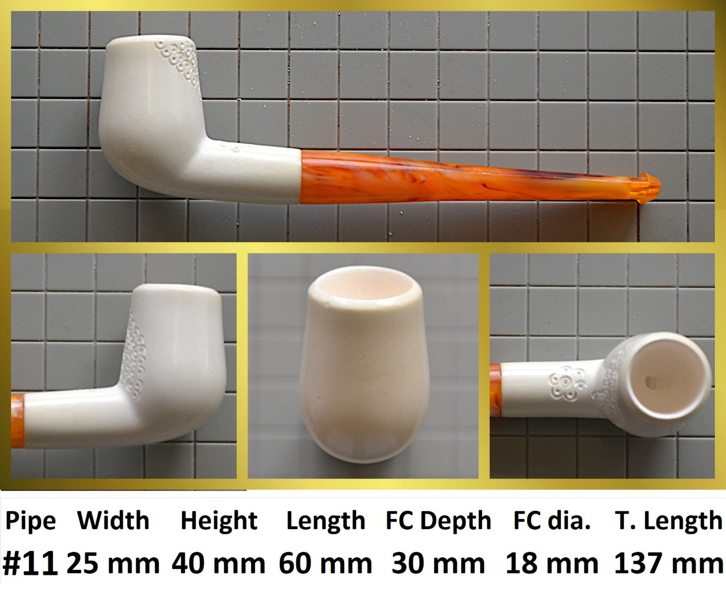 GENUINE MEERSCHAUM HANDMADE  PIPES GR#3