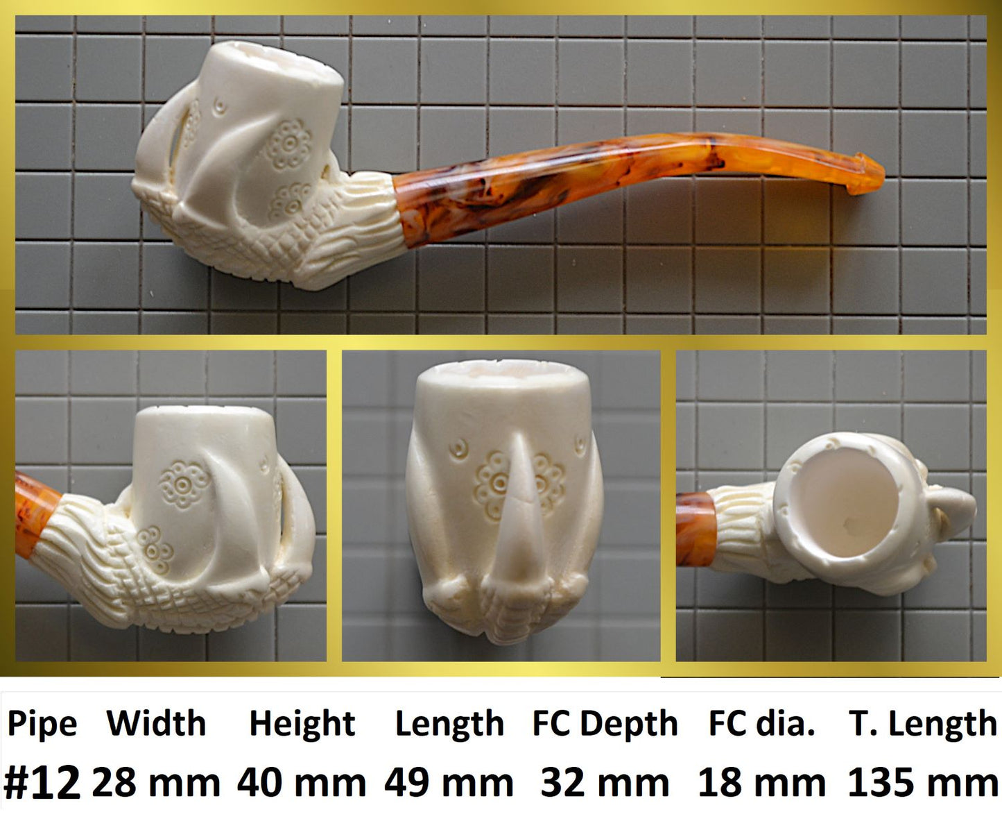 GENUINE MEERSCHAUM HANDMADE  PIPES GR#3