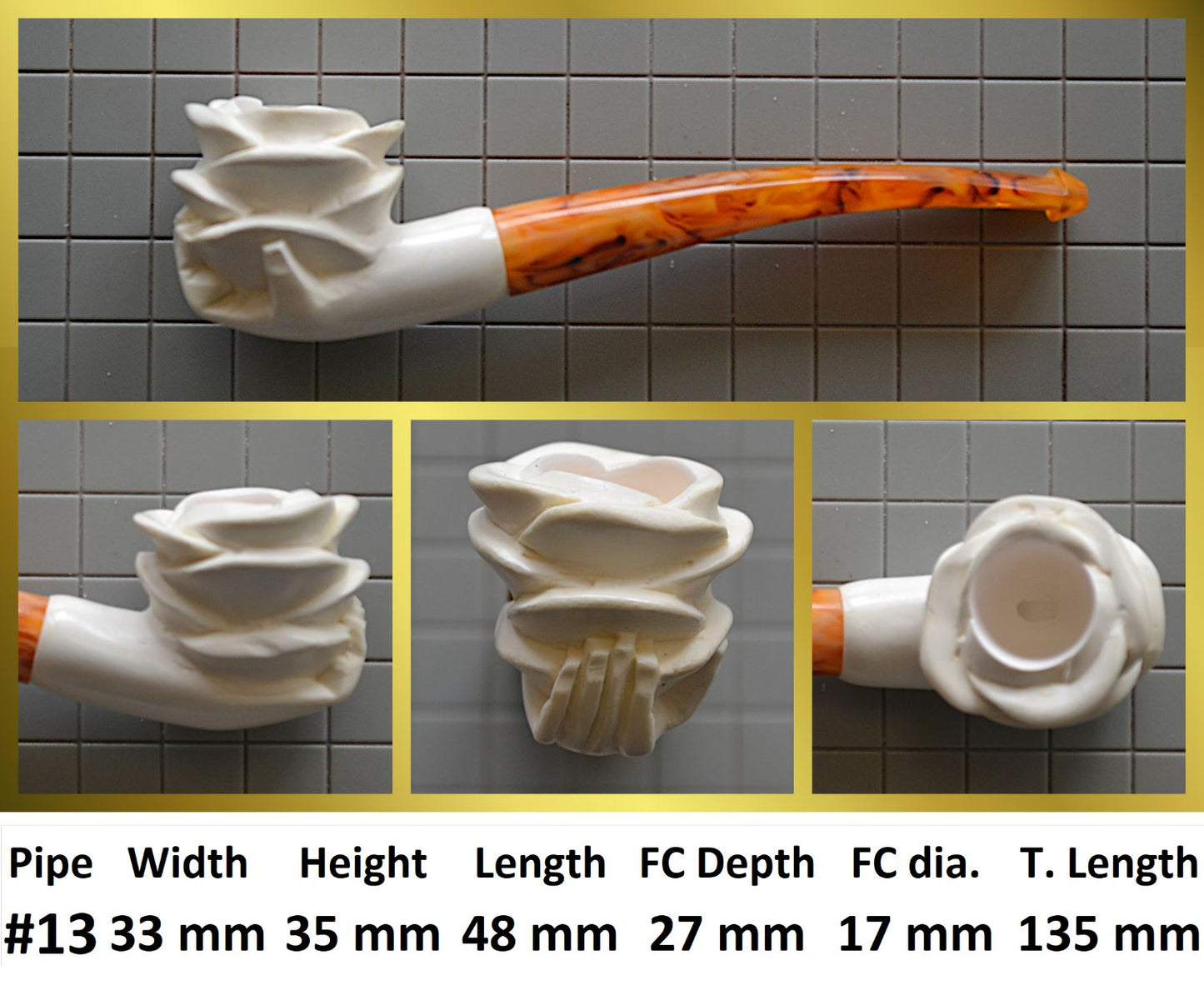 GENUINE MEERSCHAUM HANDMADE  PIPES GR#3