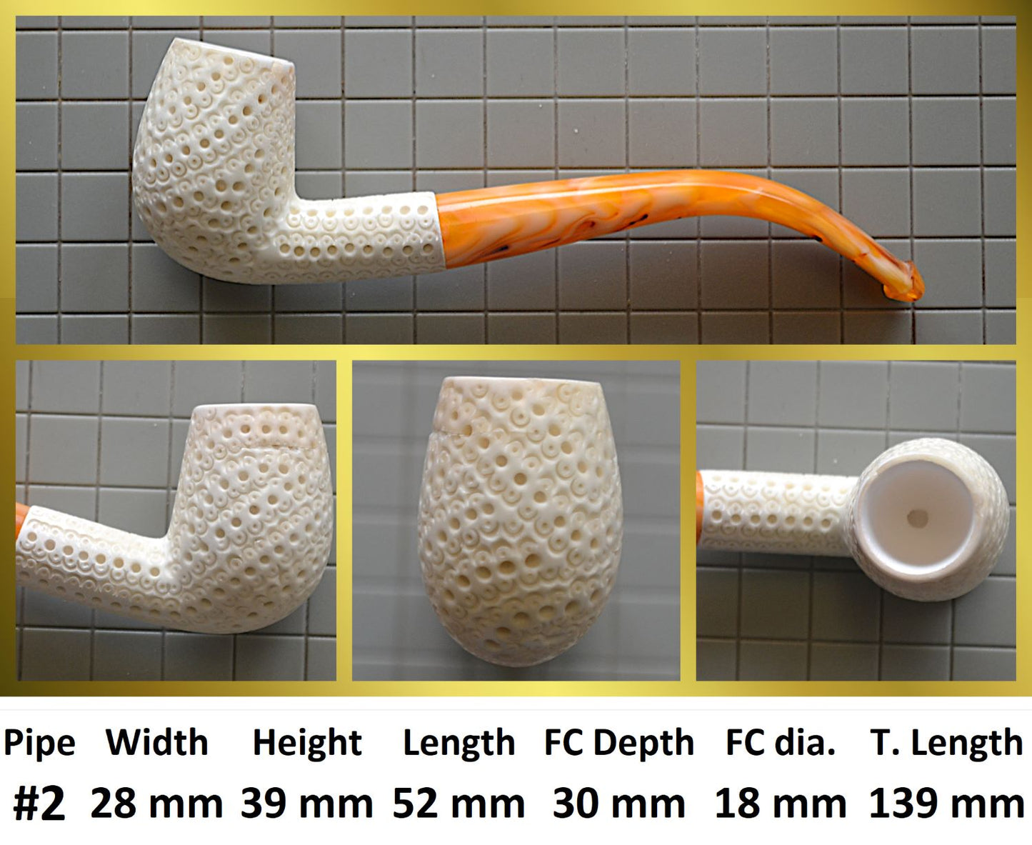 GENUINE MEERSCHAUM HANDMADE  PIPES GR#3